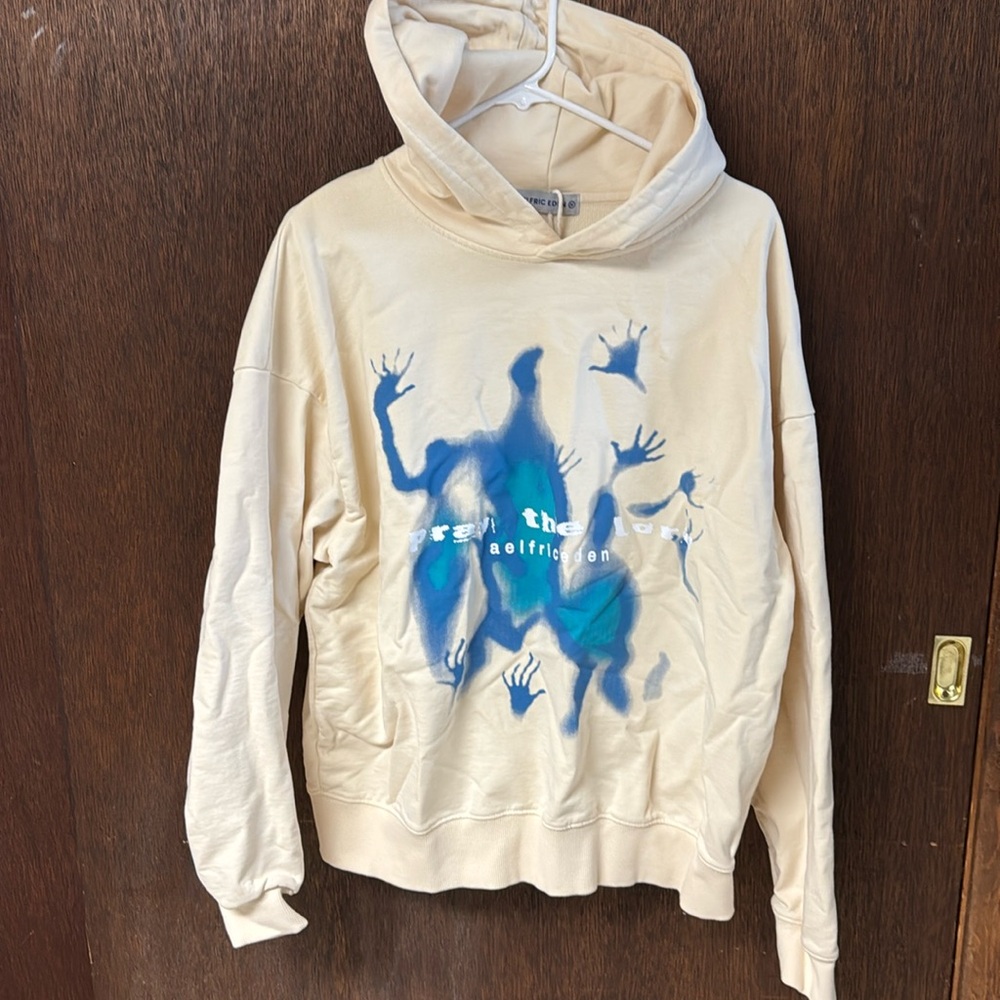 Aelfric Eden Cream Hoodie with Blue Graphic
